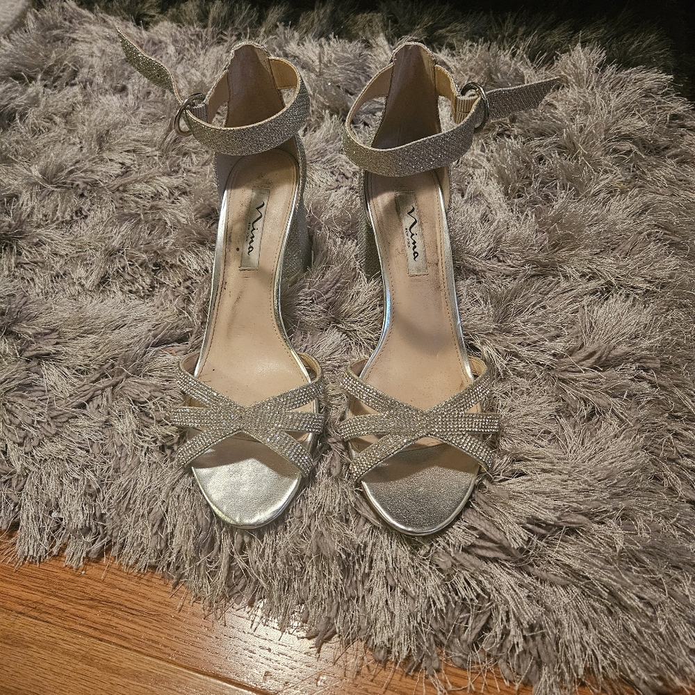 Silver Strappy Heels